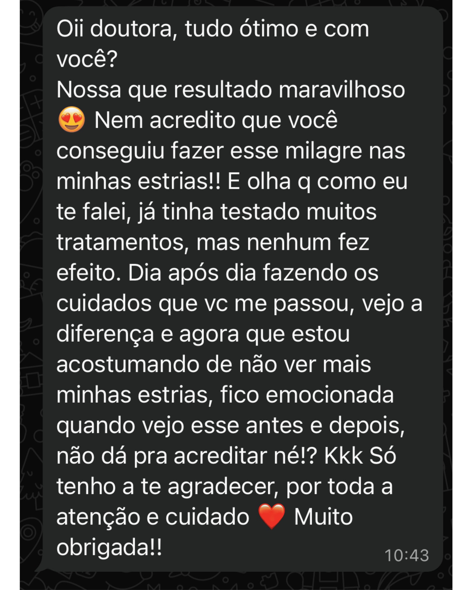 Depoimento de cliente satisfeita com o tratamento Indérmis
