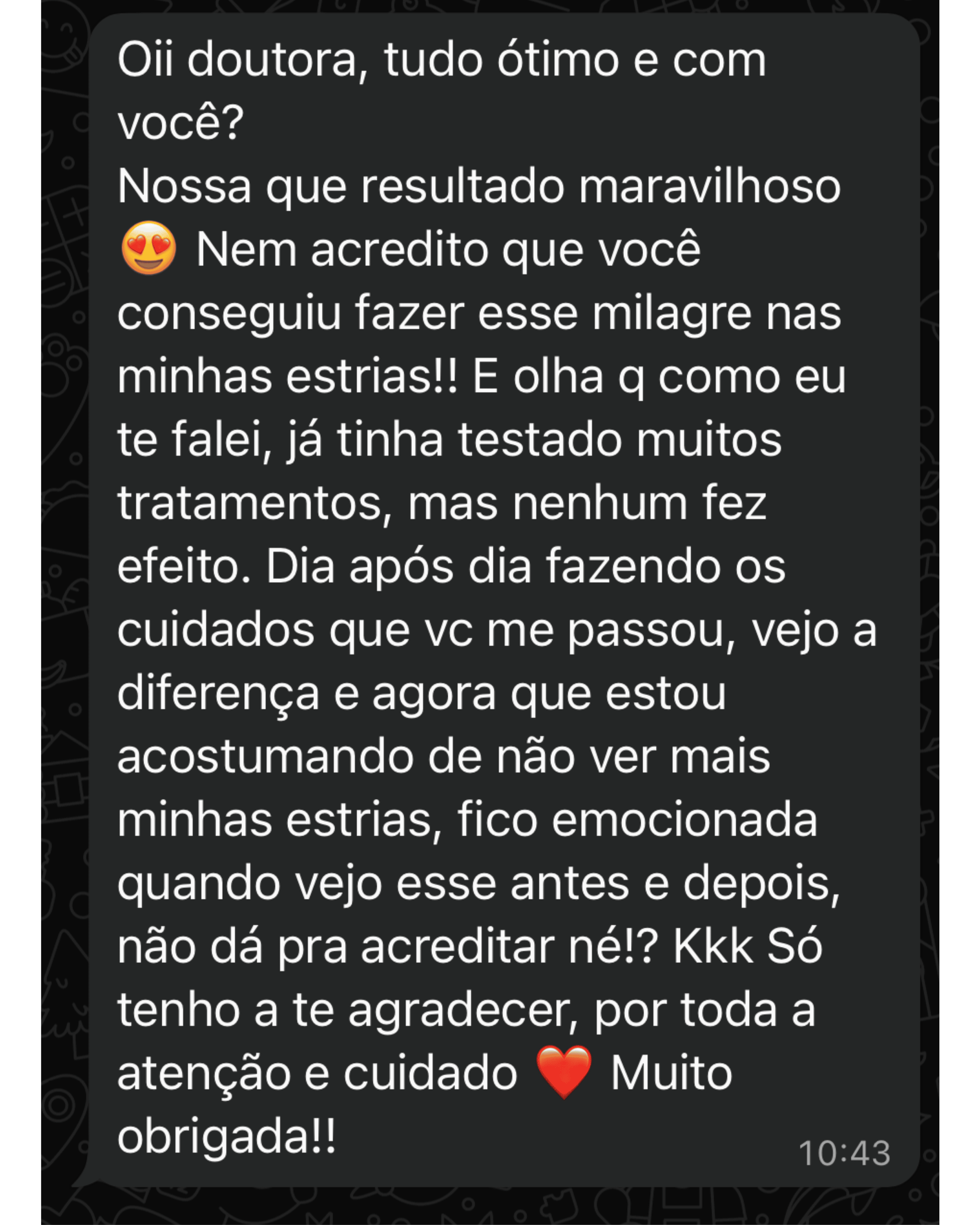 Depoimento de cliente satisfeita com o tratamento Indérmis